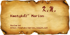 Kmetykó Marion névjegykártya